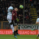 REGGIO CALABRIA, ITALY - DECEMBER 22: Romelu Lukaku and Riccardo Gagliolo in action during the friendly match between Reggina and Inter at Stadio Oreste Granillo, On December 22, 2022 in Naples, Italy.